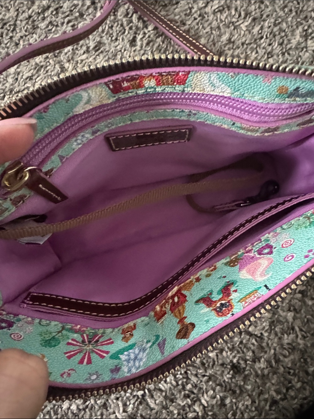 Dooney & Bourke Mint Multi Patterned Crossbody Wristlet - Picture 5 of 6